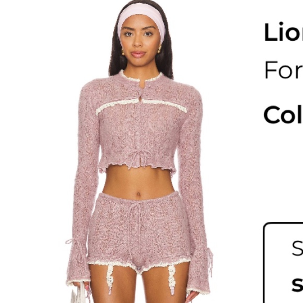For Love And Lemons Liona Cropped Knit Cardigan